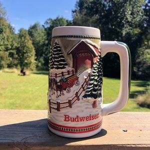 Budweiser Clydesdales Snowy Bridge Stein